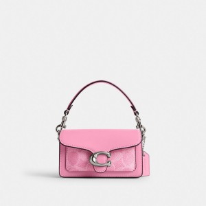 Silver / Pink Coach Tabby 12 In Signature Women Crossbody Bags | SG_CH23195