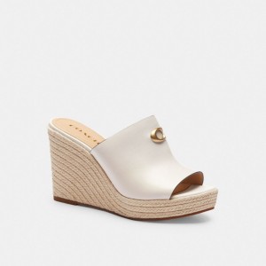 White Coach Gloria Wedge Chalk Women Sandals | SG_CH93417