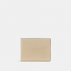 White Coach Slim Billfold Wallet Polished Pebble Leather Men Billfolds | SG_CH88319