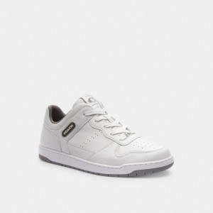 White / Grey Coach C201 Optic Men Sneakers | SG_CH36777