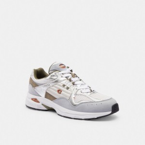 White / Grey Coach C301 Optic Men Sneakers | SG_CH24946