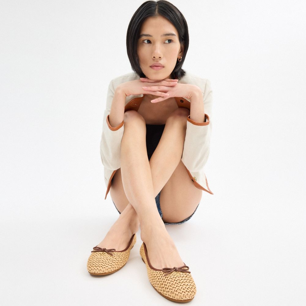 Beige Coach Abigail Flat Natural Women Loafers | SG_CH74158