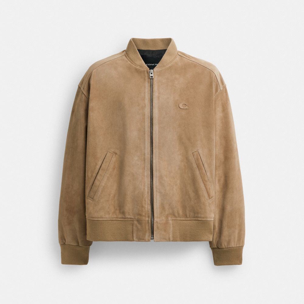 Beige Coach Lightweight Suede Men Jackets | SG_CH36236