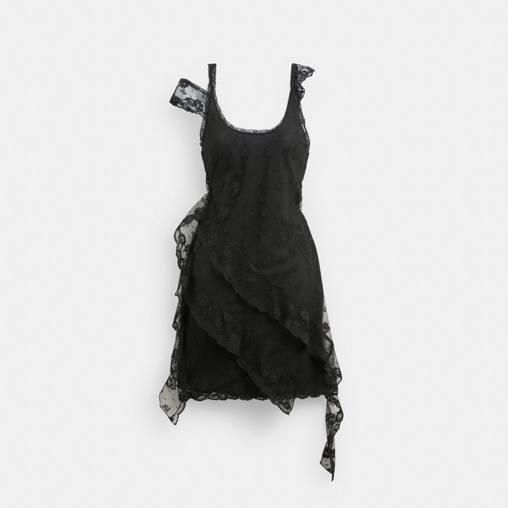 Black Coach All Over Lace Mini Women Dress | SG_CH51161