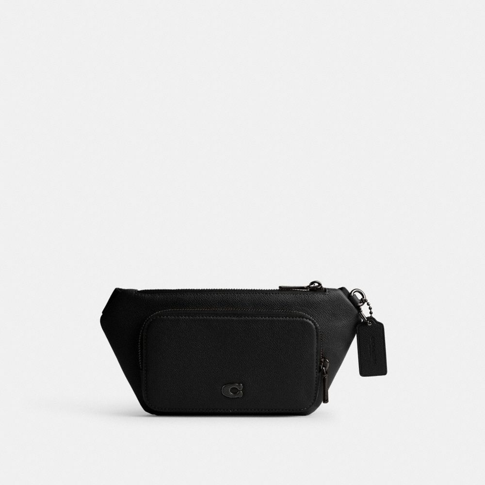 Black Coach Belt With Signature Canvas Interior Detail Men Belt Bags | SG_CH63710