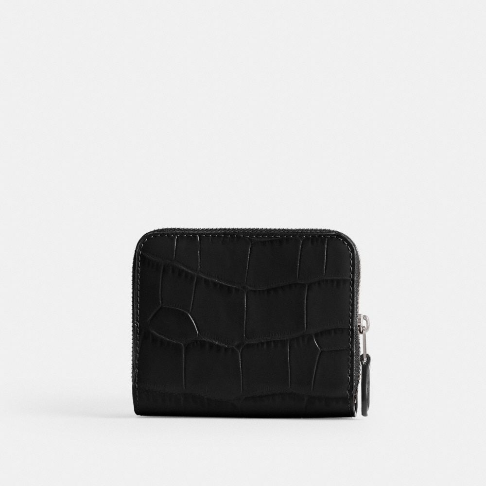 Black Coach Billfold Croc Embossed Leather Women Small Wallets | SG_CH74659