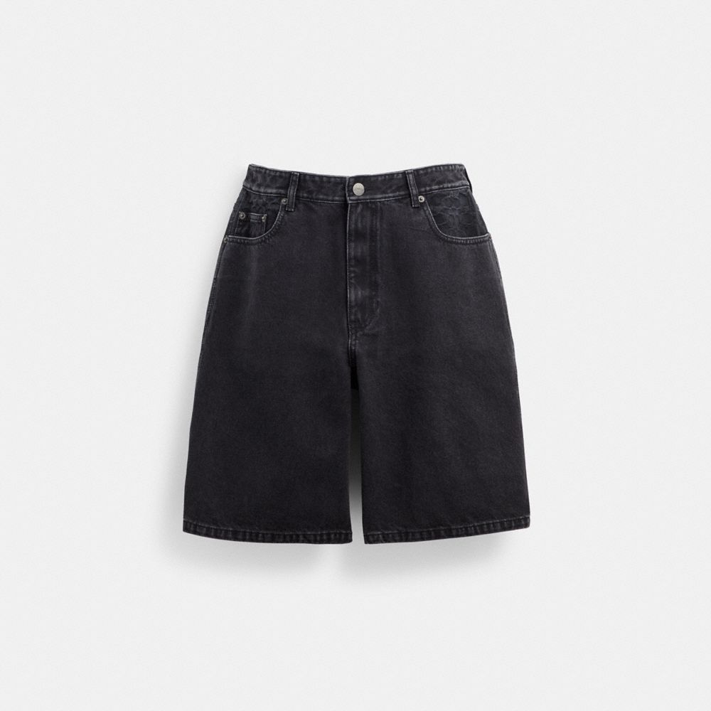 Black Coach Black Denim In Organic Cotton Denim Men Shorts | SG_CH79665