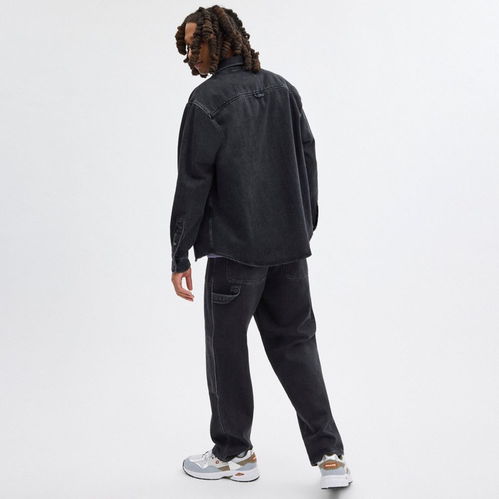 Black Coach Black Denim Shirt In Organic Cotton Men T Shirts | SG_CH91789