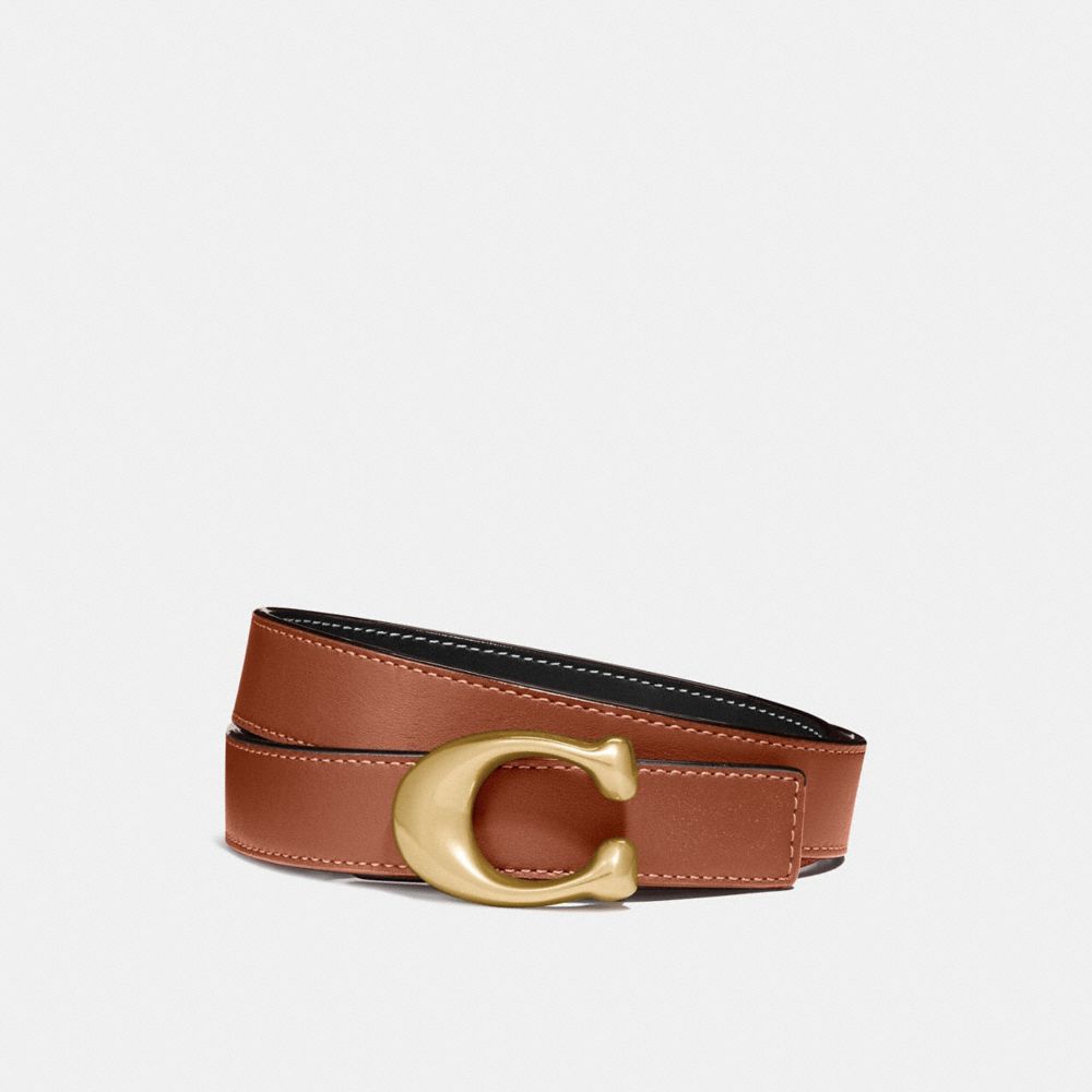 Black Coach C Hardware Reversible Belt 25 Mm Brass Women Belts | SG_CH42129