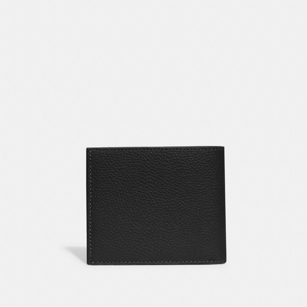 Black Coach Double Billfold Wallet Polished Pebble Leather Men Billfolds | SG_CH52116