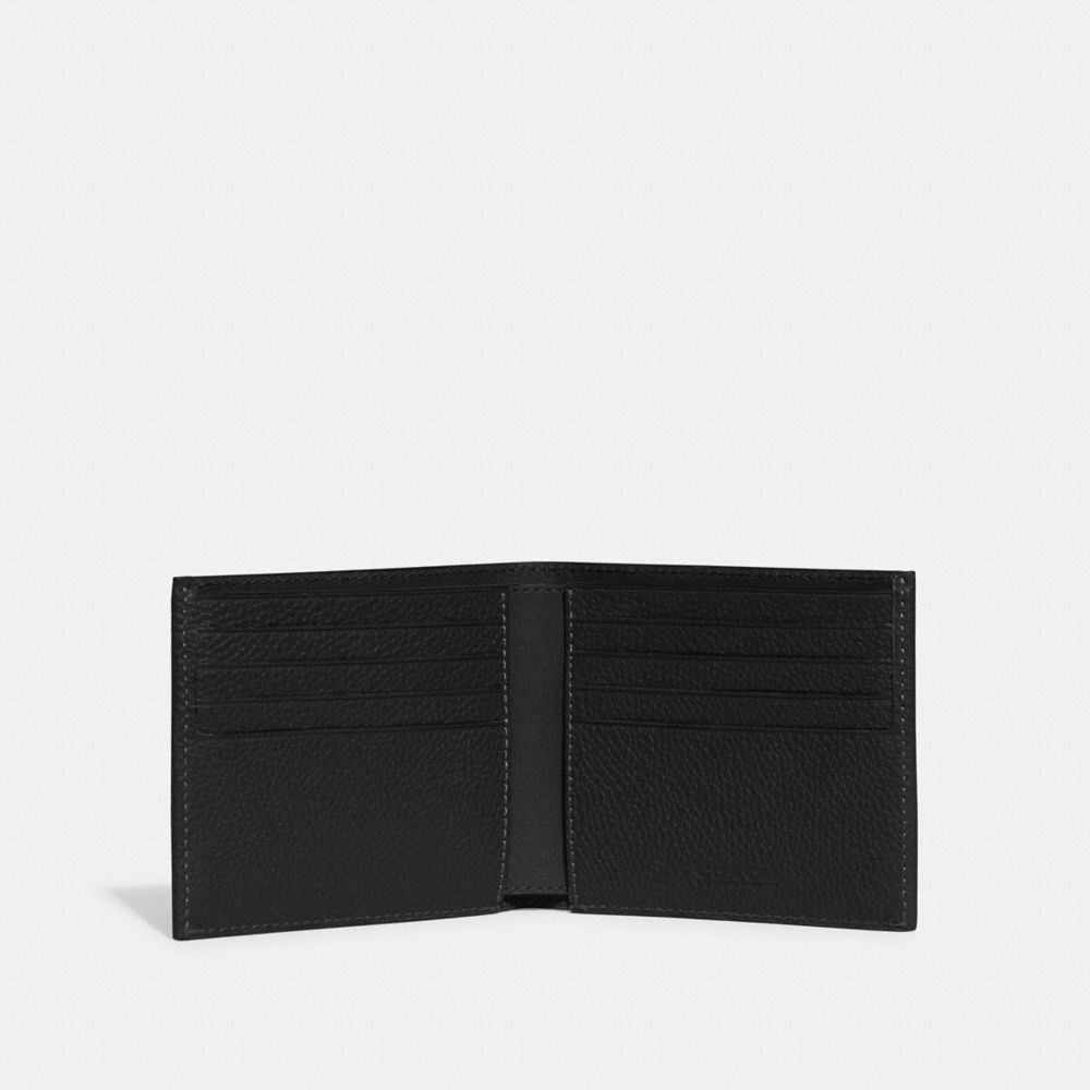 Black Coach Double Billfold Wallet Polished Pebble Leather Men Billfolds | SG_CH52116