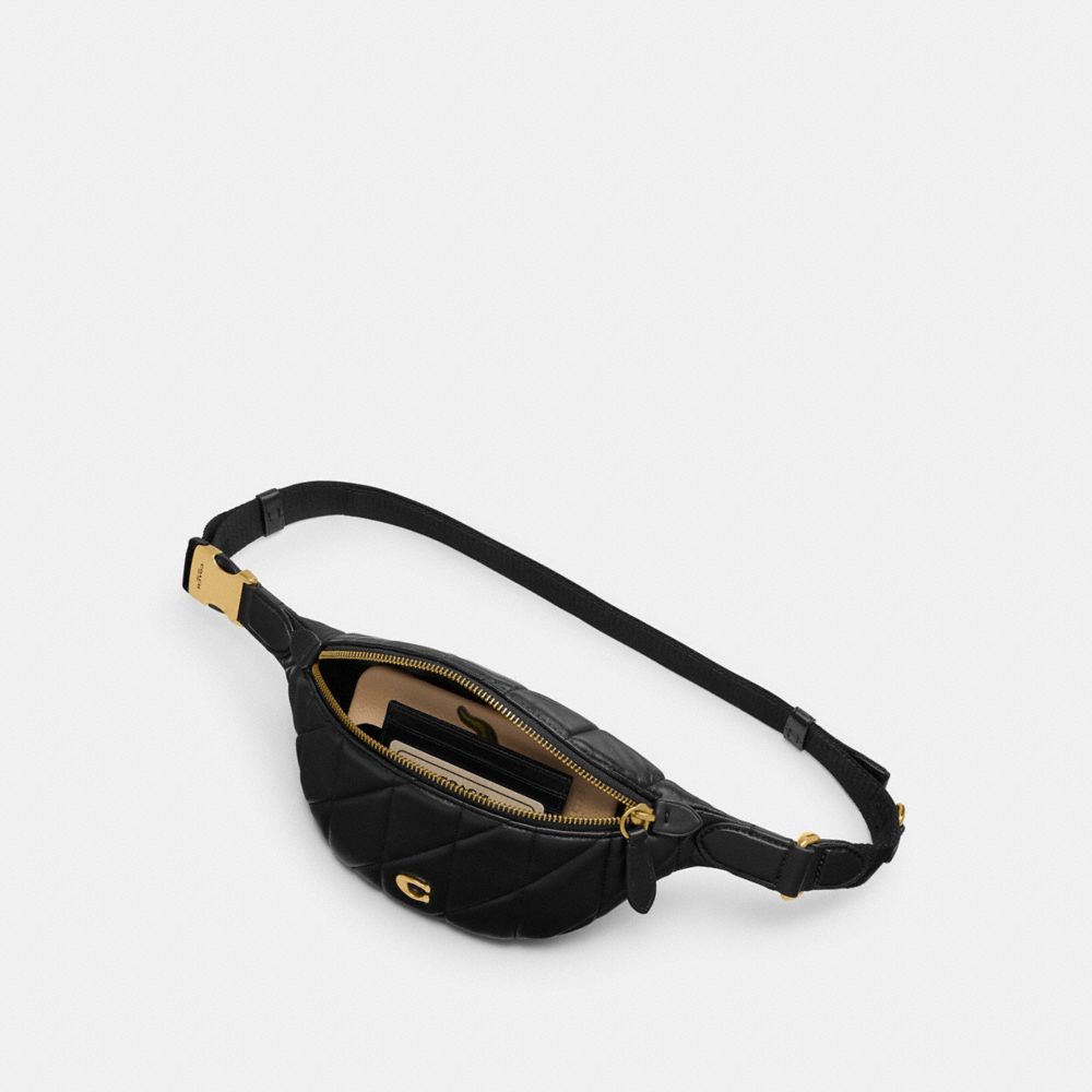 Black Coach Essential Belt With Pillow Quilting Brass Women Belt Bags | SG_CH19138