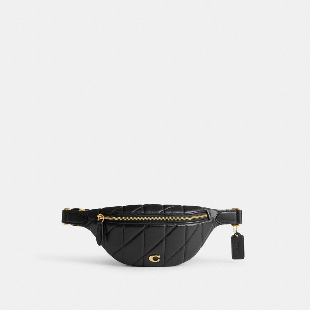 Black Coach Essential Belt With Pillow Quilting Brass Women Belt Bags | SG_CH19138