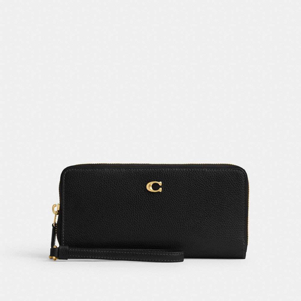 Black Coach Essential Continental Brass Women Large Wallets | SG_CH22091