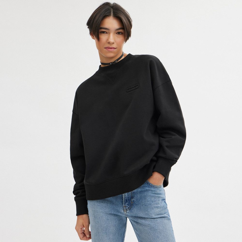 Black Coach Essential Crewneck Women Tops | SG_CH91465