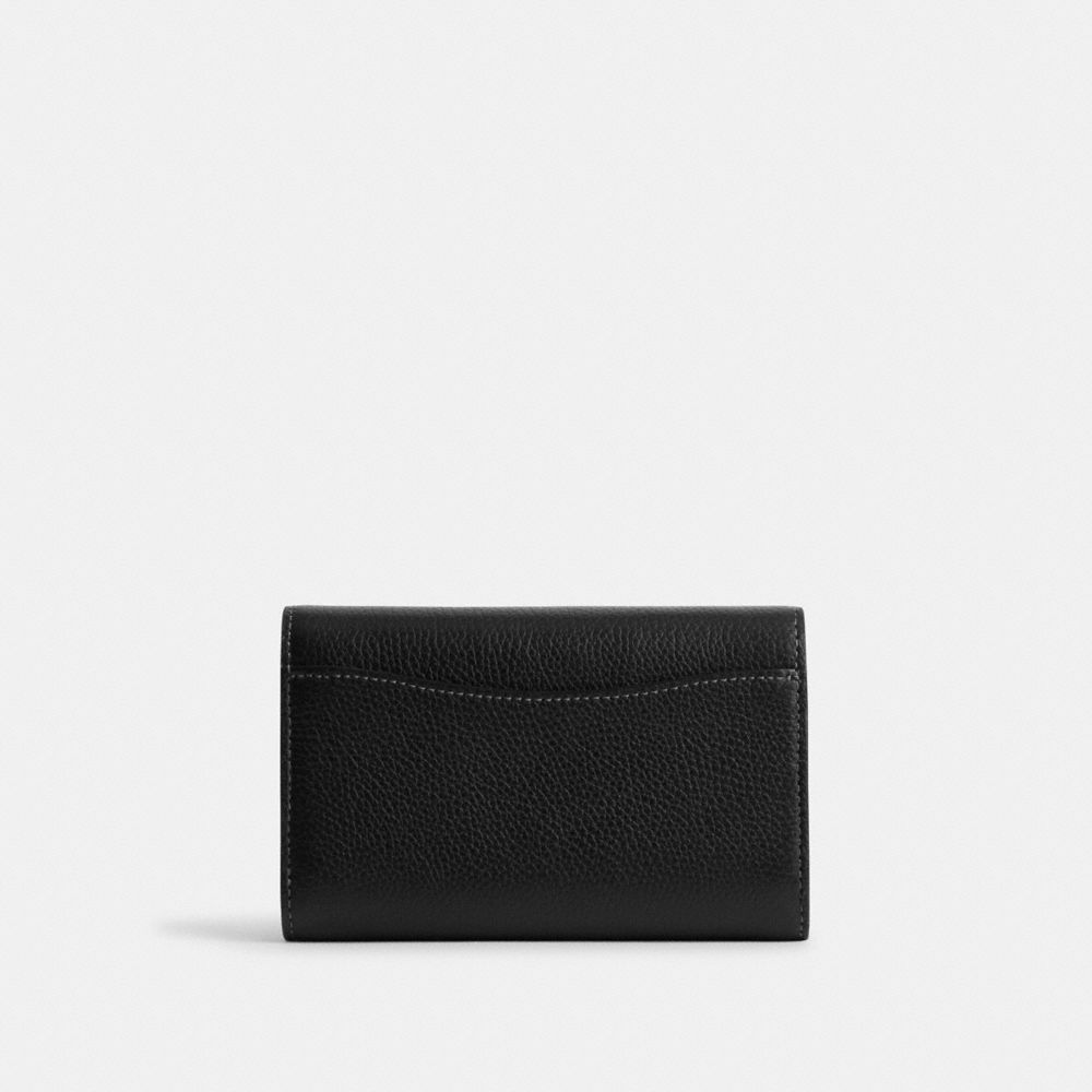 Black Coach Essential Medium Flap Brass Women Large Wallets | SG_CH99329