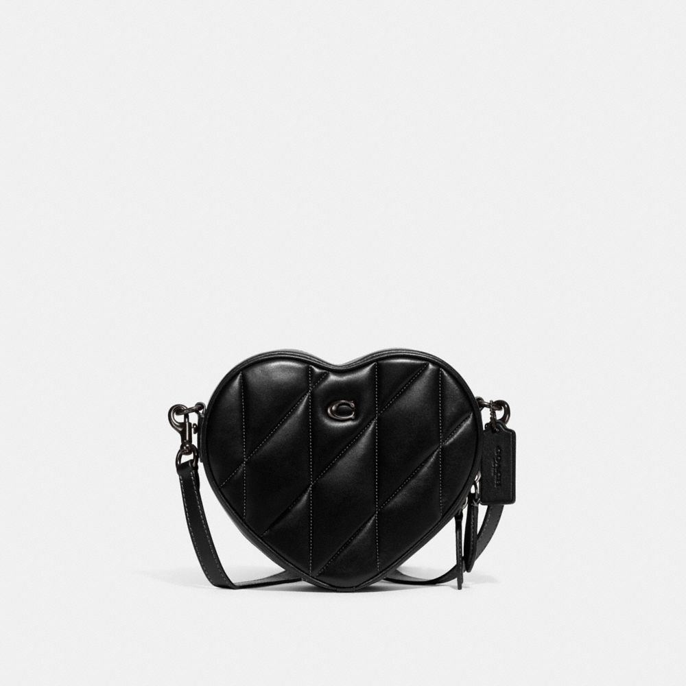 Black Coach Heart With Quilting Pewter Women Crossbody Bags | SG_CH15798