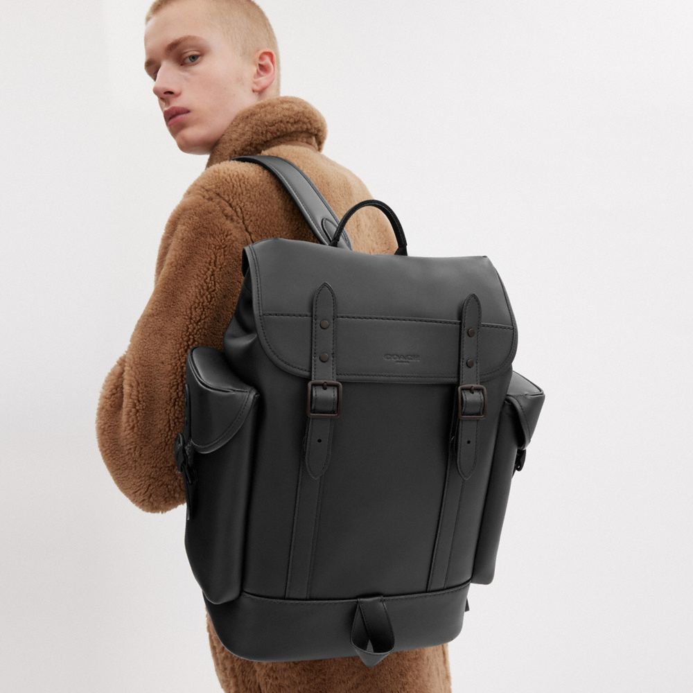 Black Coach Hitch Glovetanned Leather Men Backpacks | SG_CH90686