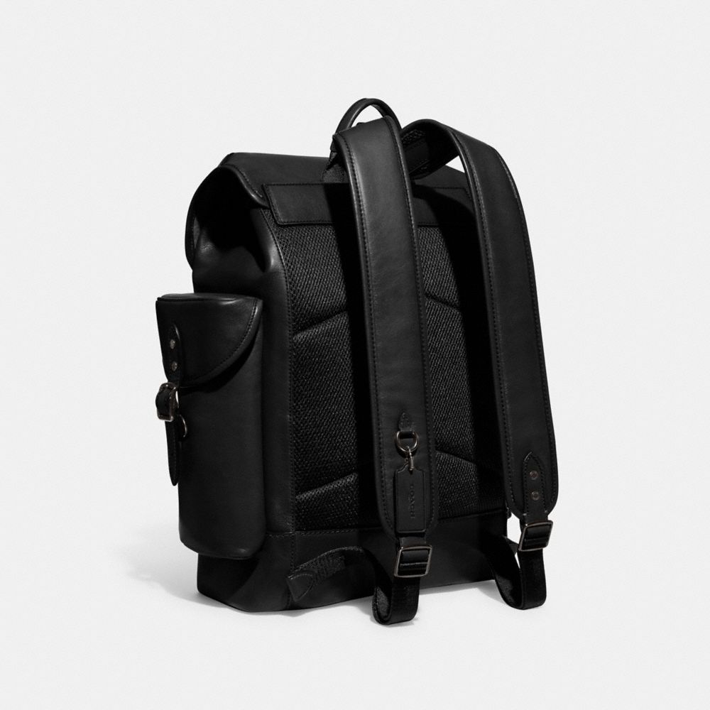 Black Coach Hitch Leather Men Backpacks | SG_CH47930