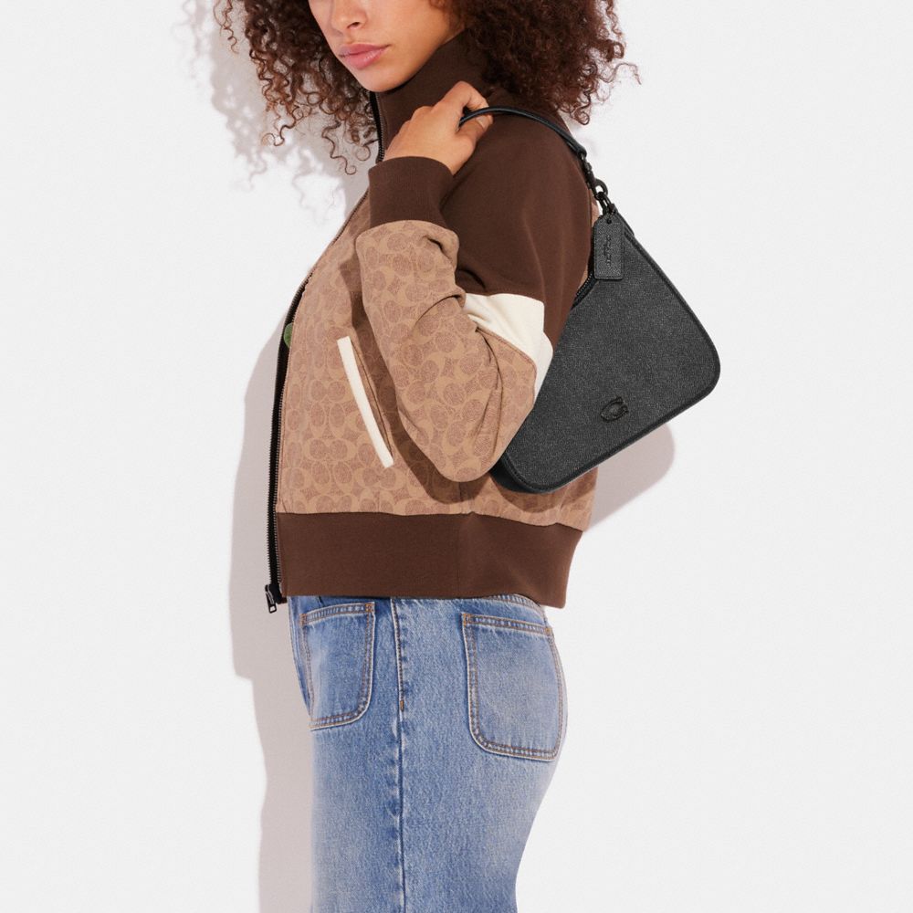 Black Coach Hobo With Signature Women Crossbody Bags | SG_CH77070