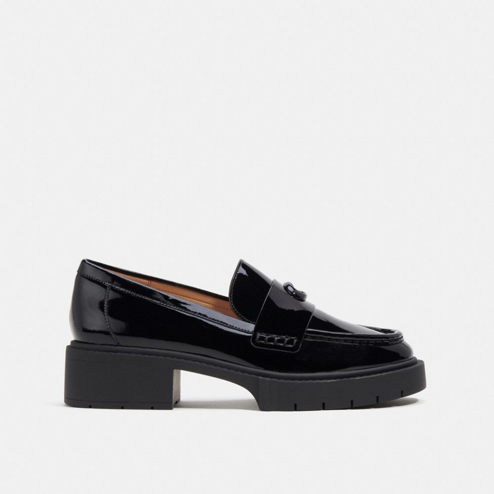 Black Coach Leah Leather Women Loafers | SG_CH98944