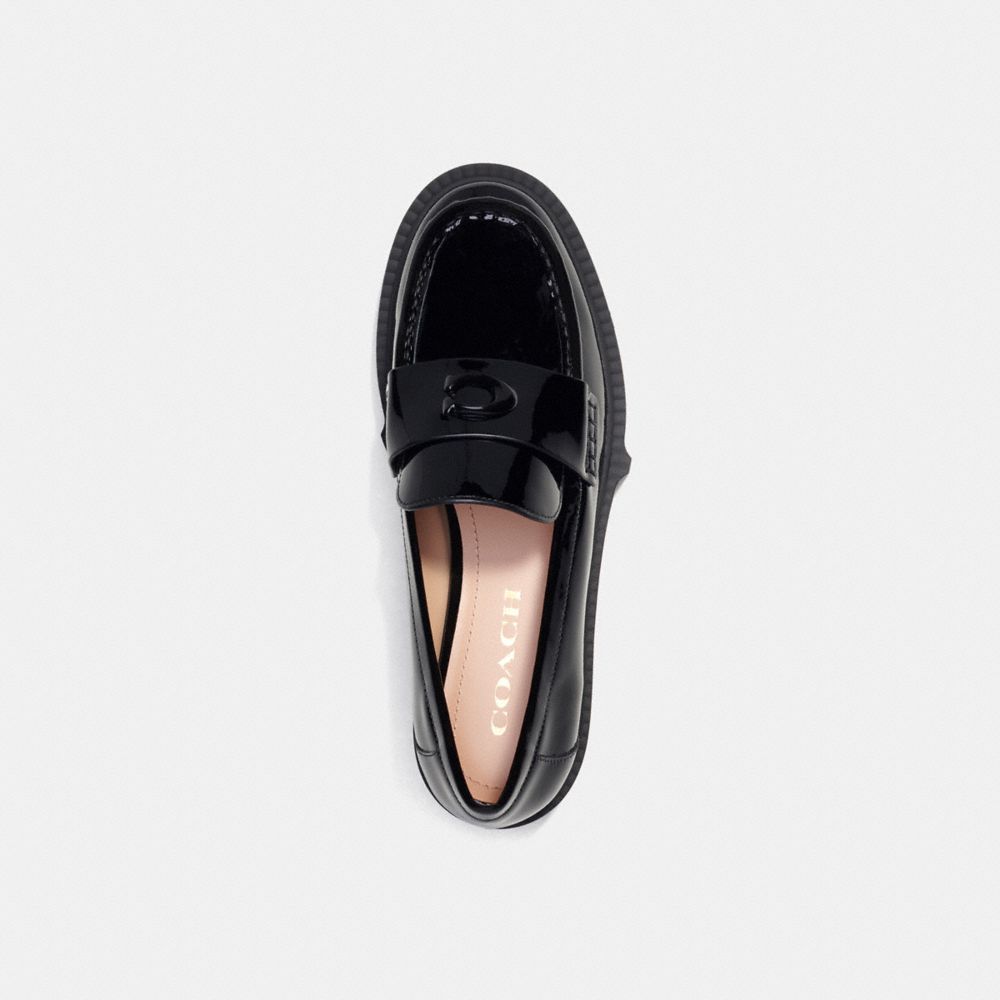 Black Coach Leah Leather Women Loafers | SG_CH98944