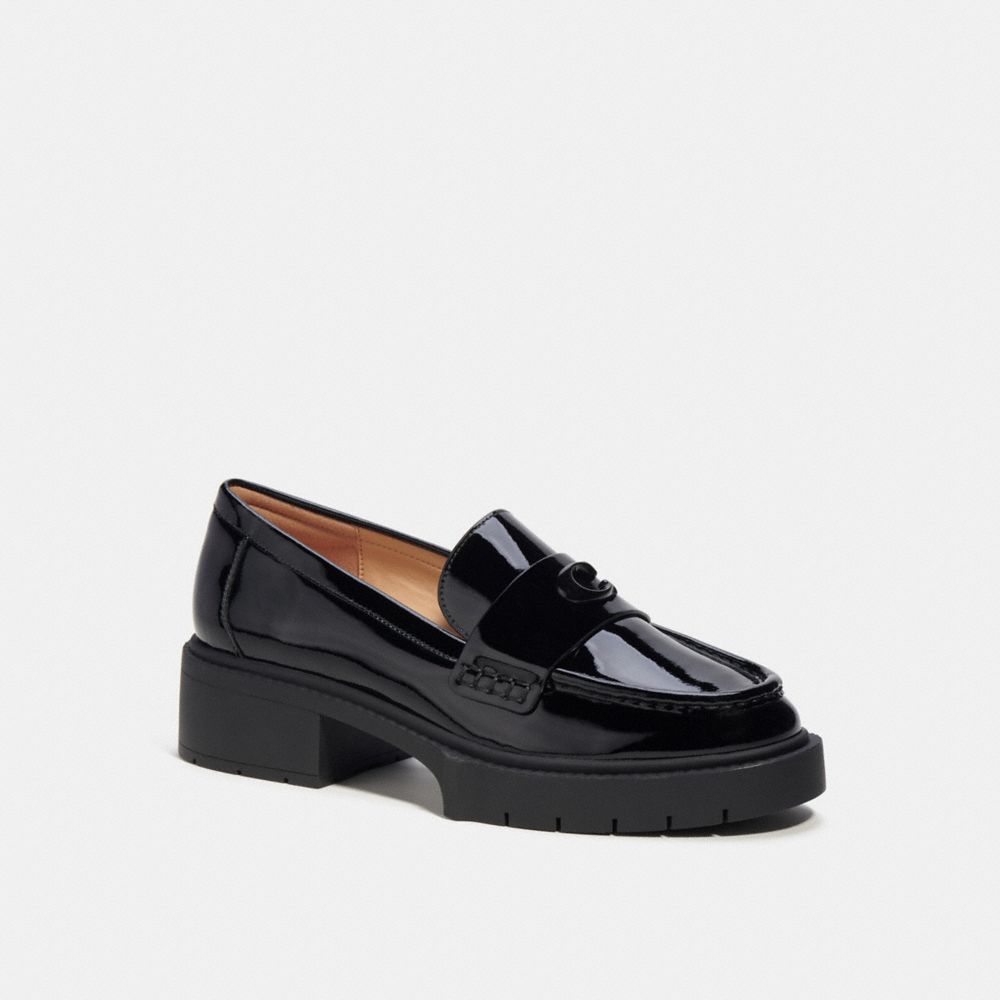 Black Coach Leah Leather Women Loafers | SG_CH98944