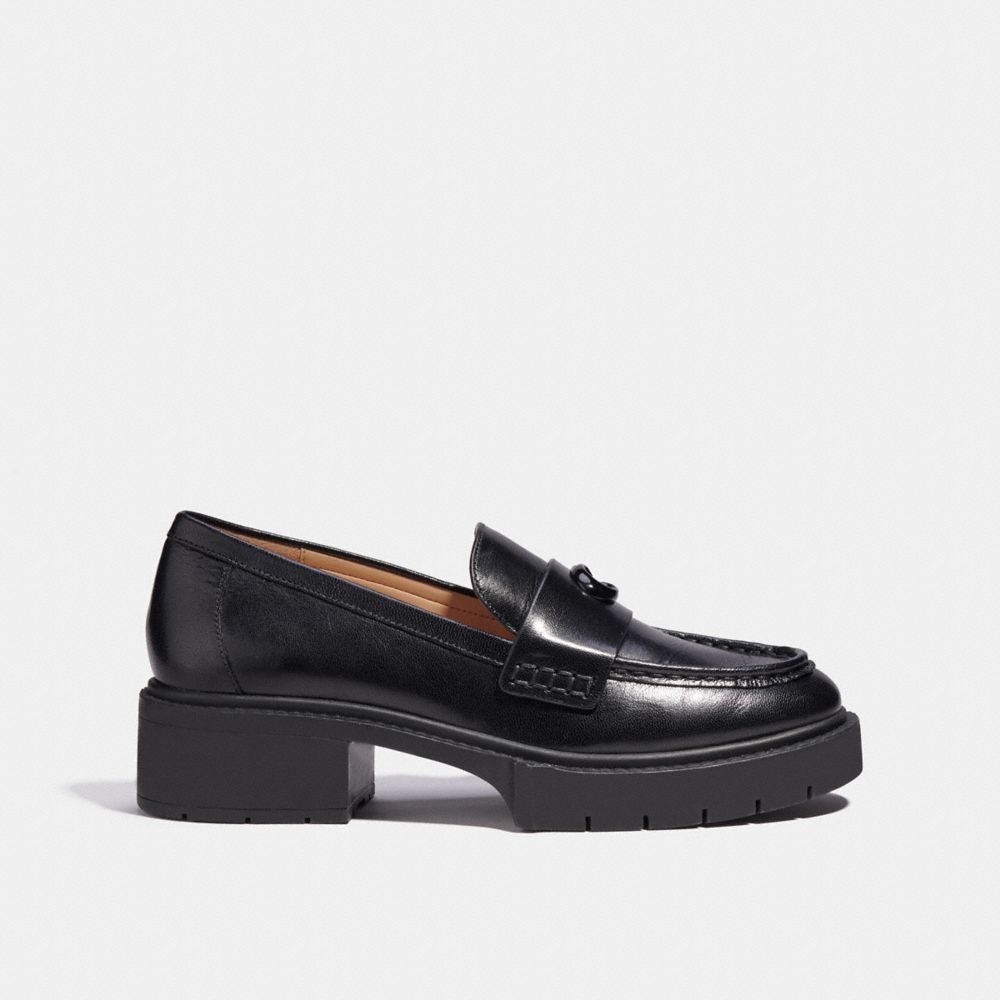 Black Coach Leah Leather Women Loafers | SG_CH20309