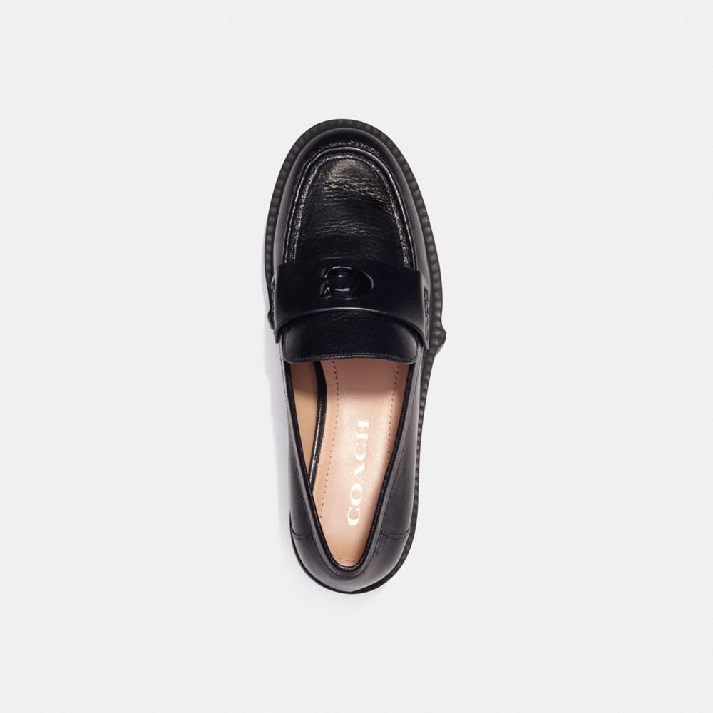 Black Coach Leah Leather Women Loafers | SG_CH20309