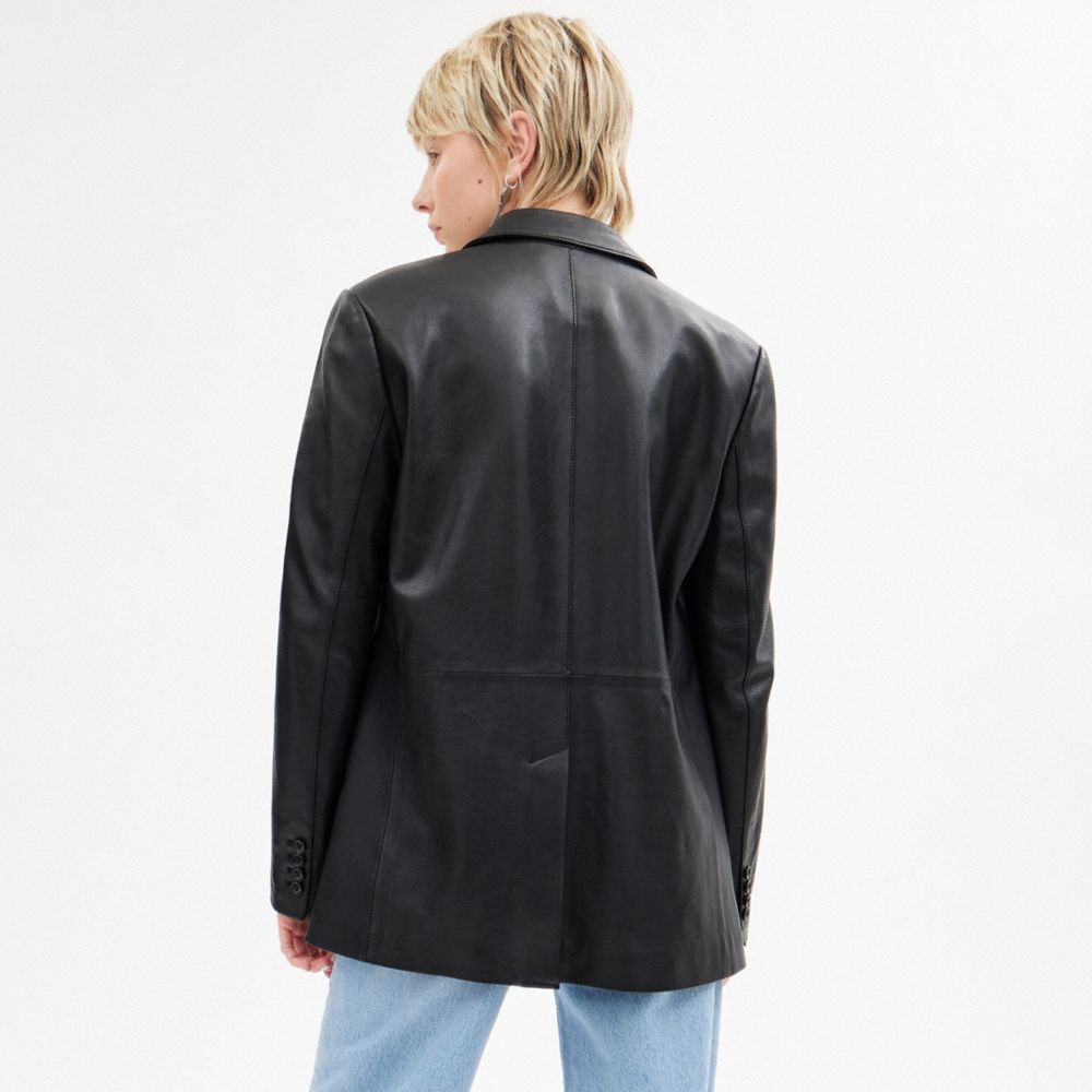 Black Coach Leather Women Jackets | SG_CH21783