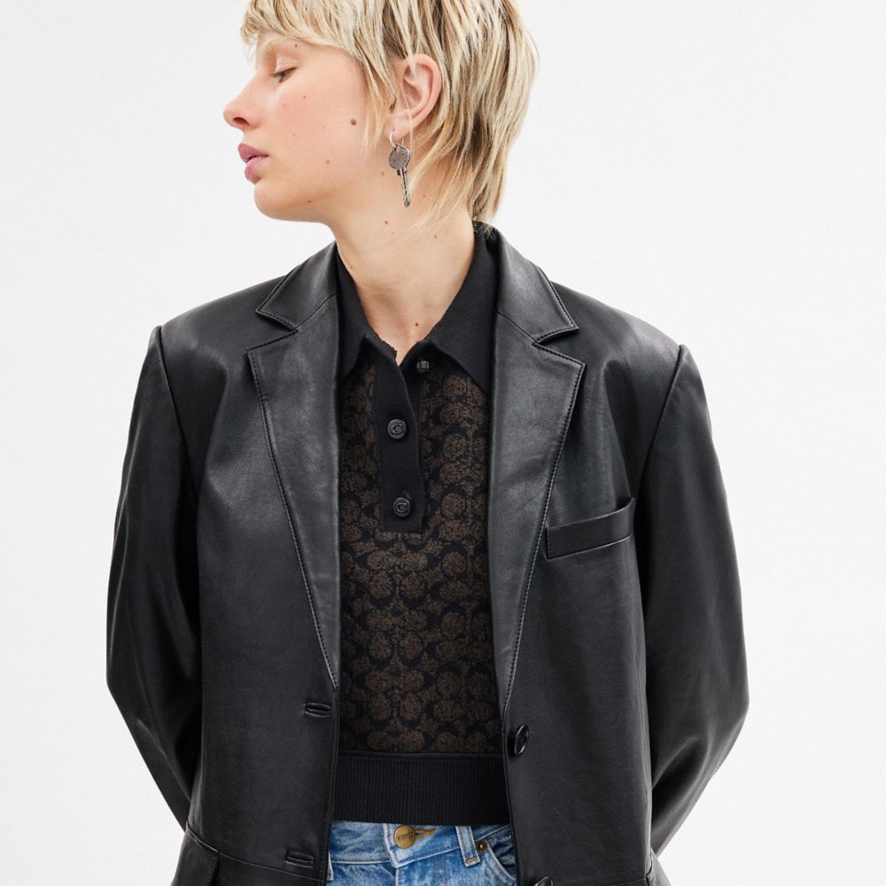 Black Coach Leather Women Jackets | SG_CH21783