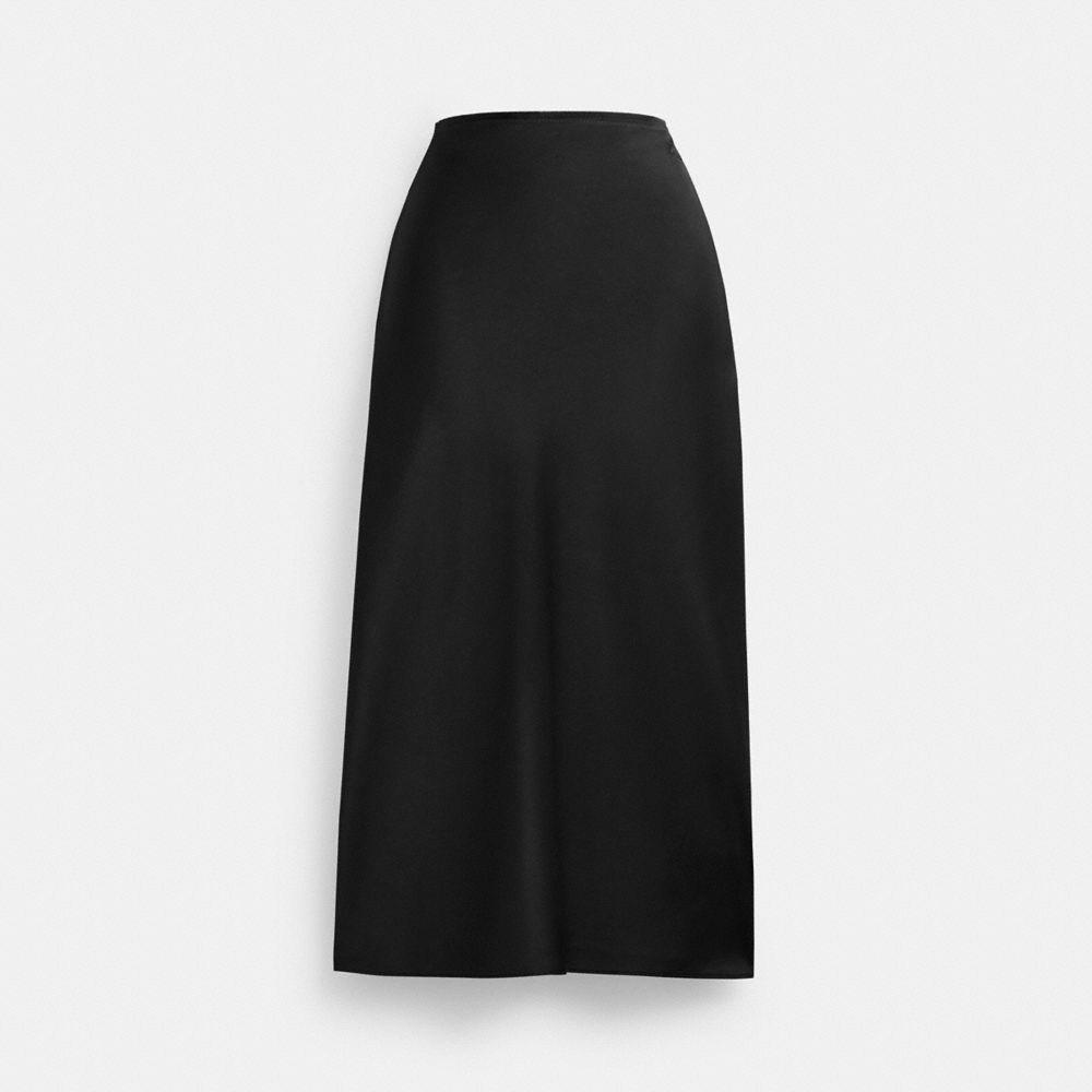 Black Coach Long Satin Midi Women Skirt | SG_CH63927