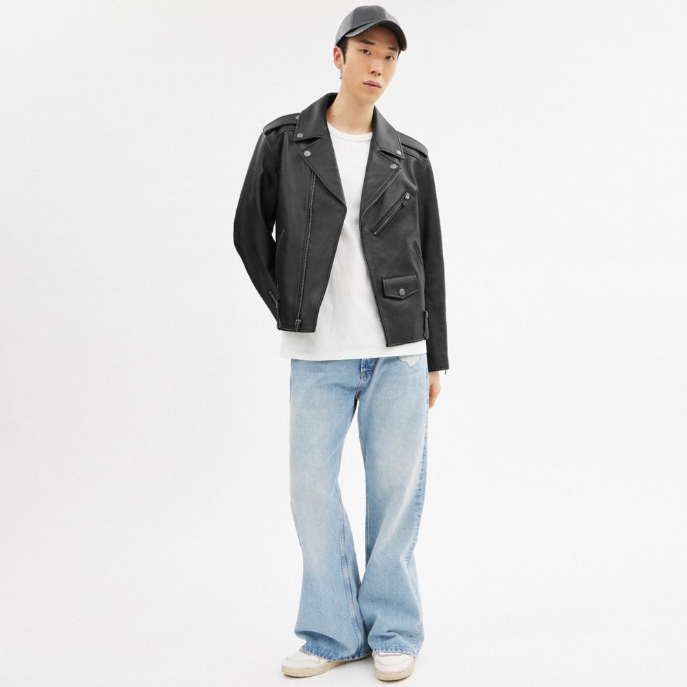 Black Coach Moto Men Jackets | SG_CH43804