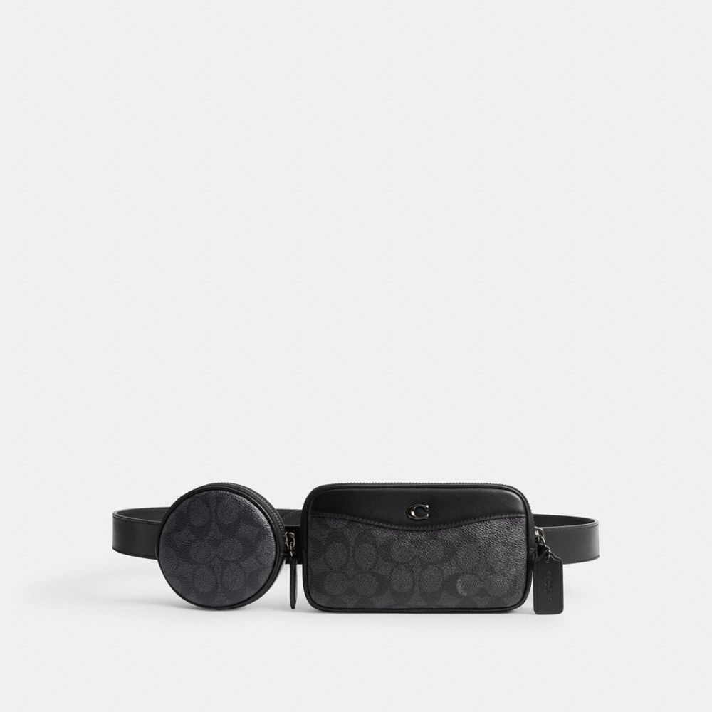 Black Coach Multi Pouch Belt In Signature Men Belt Bags | SG_CH63663