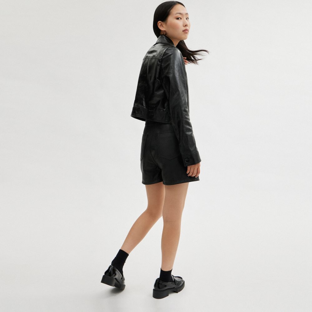 Black Coach Patent Leather Women Jackets | SG_CH62319