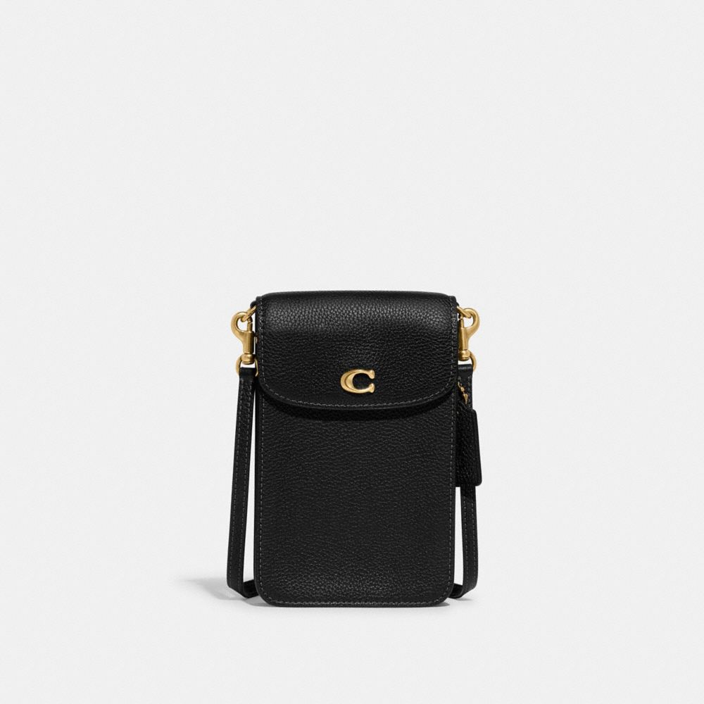 Black Coach Phone Brass Women Crossbody Bags | SG_CH90423