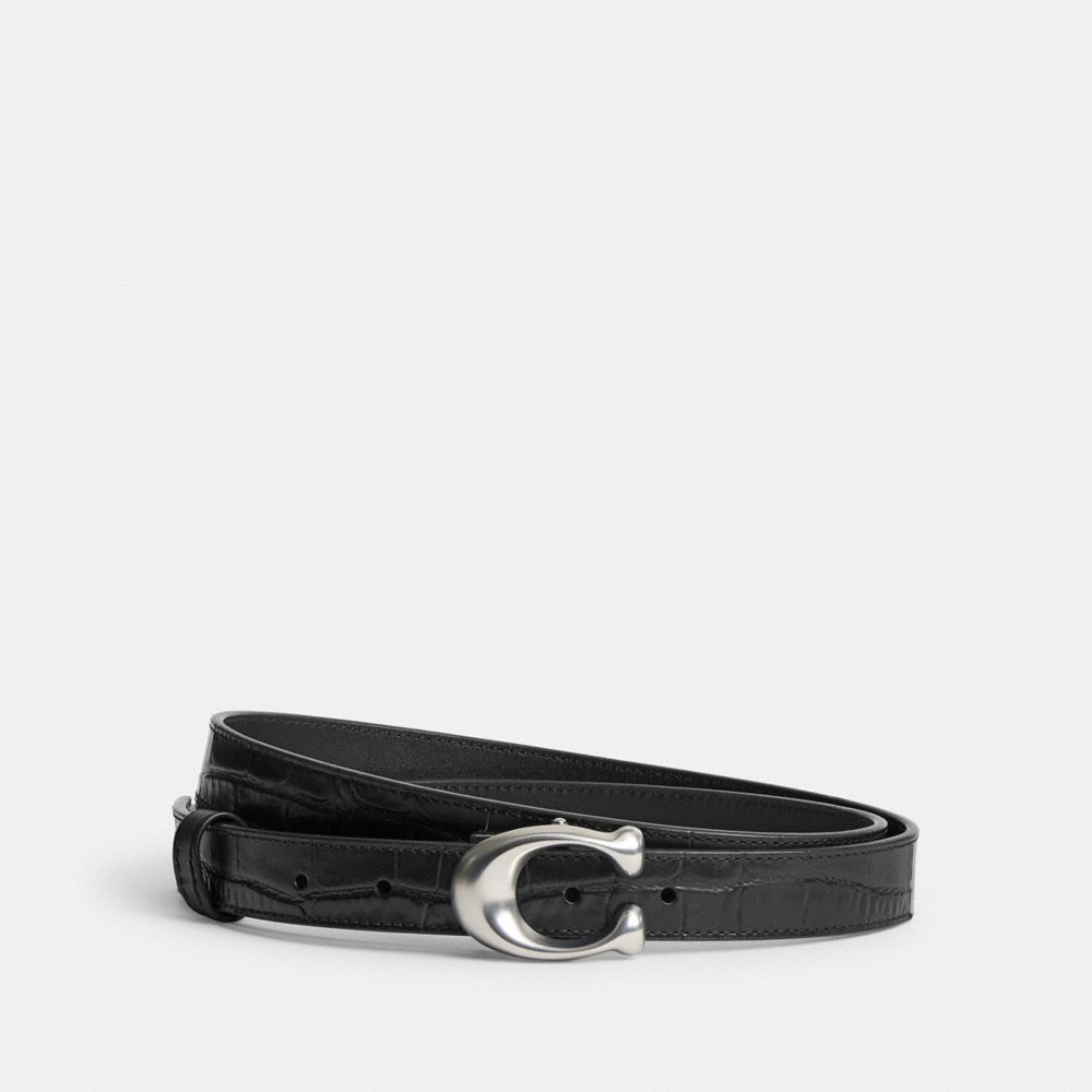 Black Coach Sculpted Signature Buckle Reversible Belt 25 Mm Women Belts | SG_CH44251