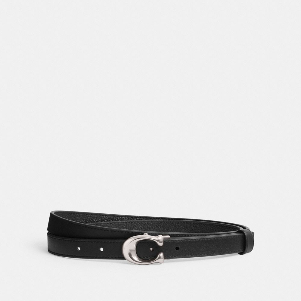 Black Coach Sculpted Signature Buckle Reversible Belt 20 Mm Women Belts | SG_CH72434