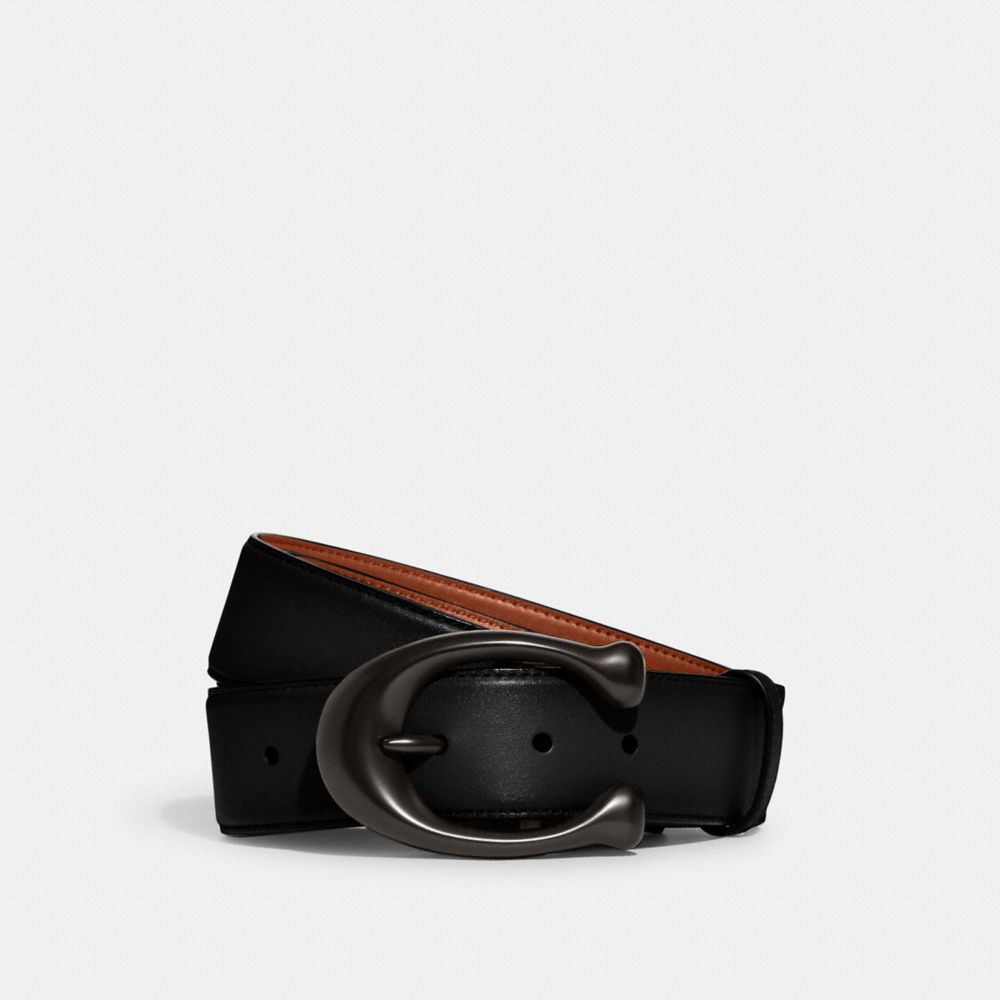 Black Coach Signature Buckle Cut To Size Reversible Belt 38 Mm Men Belts | SG_CH79016