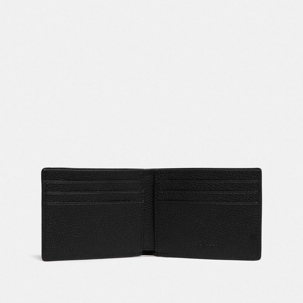 Black Coach Slim Billfold Wallet In Signature Leather Pebble Leather Men Billfolds | SG_CH78096