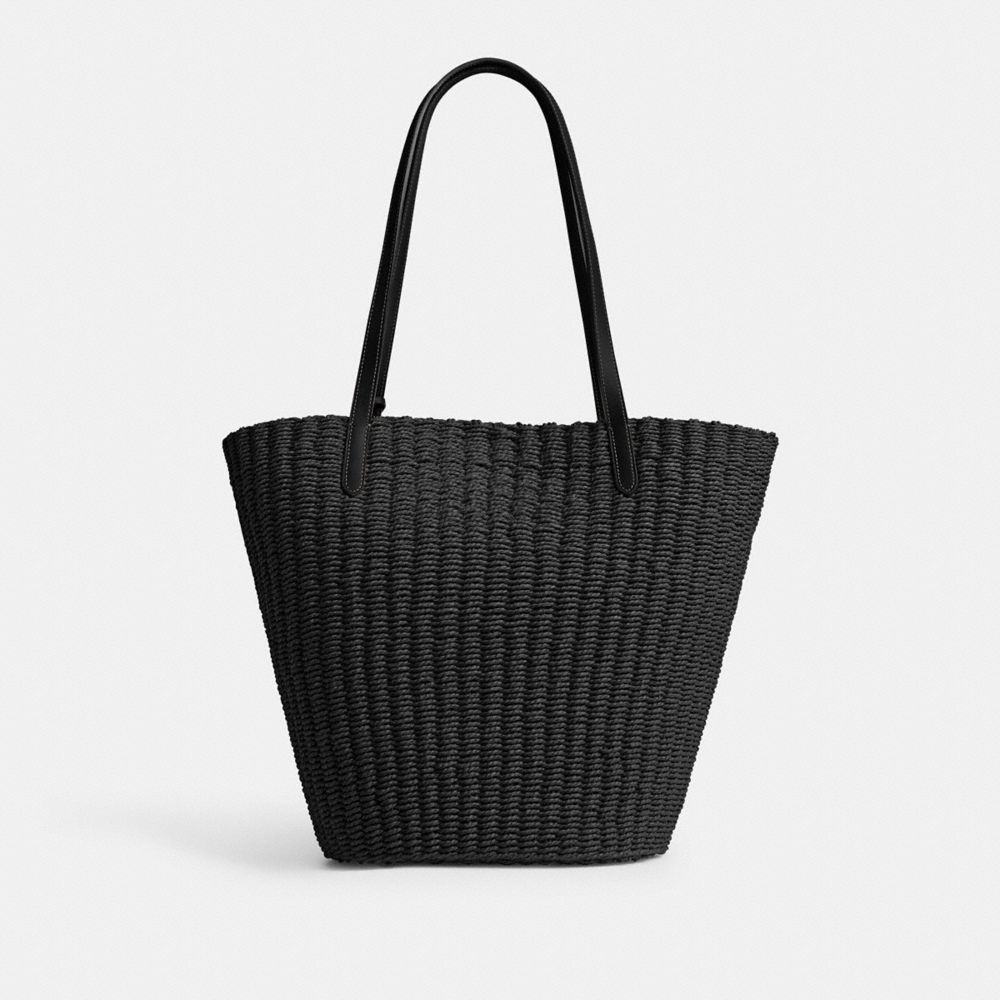 Black Coach Straw Women Tote Bag | SG_CH12474