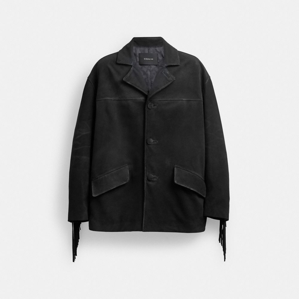 Black Coach Suede Fringe Men Jackets | SG_CH64016