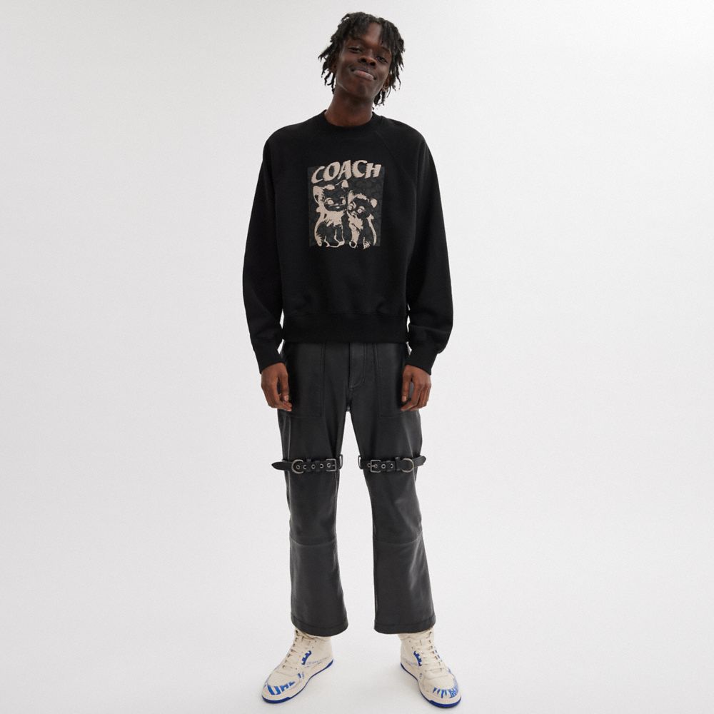 Black Coach The Lil Nas X Drop Signature Cats Crewneck Men Sweatshirts | SG_CH19450