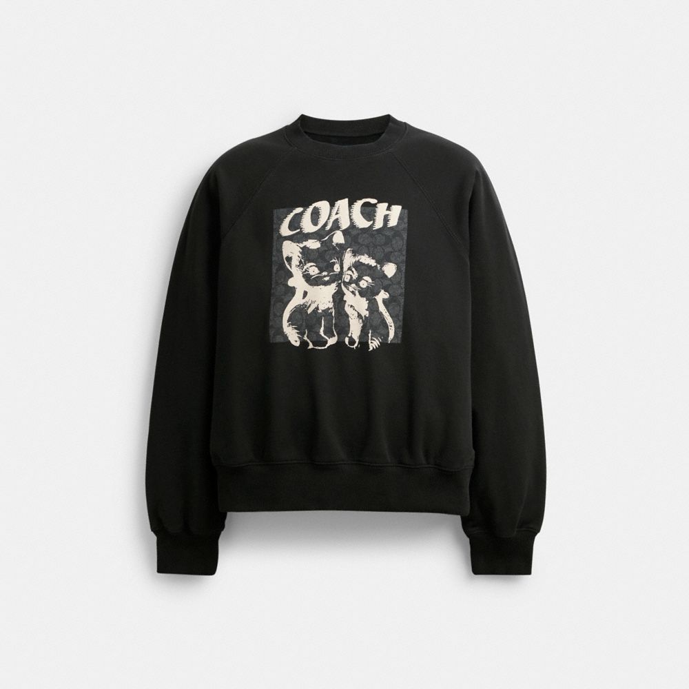 Black Coach The Lil Nas X Drop Signature Cats Crewneck Women Sweatshirts | SG_CH43997