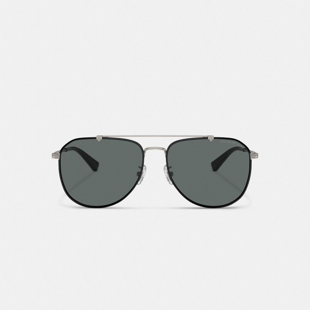 Black / Grey Coach Metal Windsor Pilot Men Sunglasses | SG_CH64242