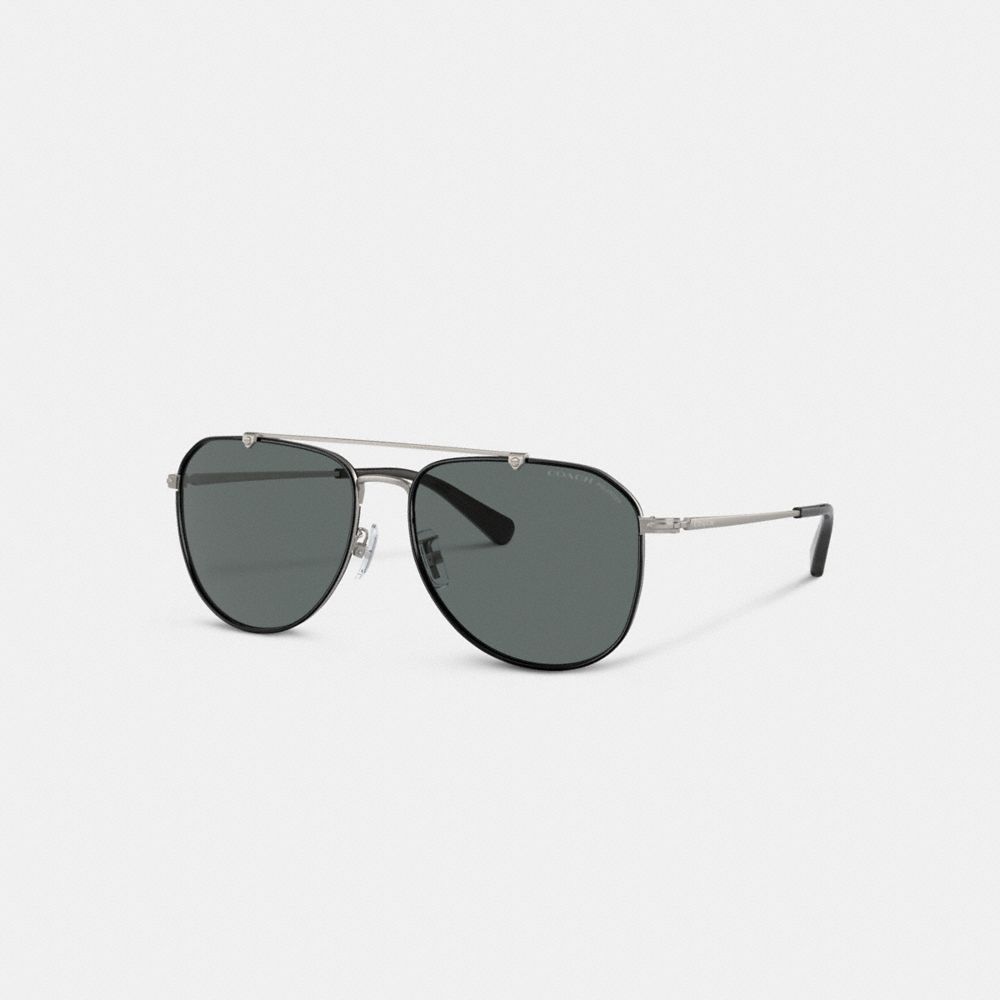 Black / Grey Coach Metal Windsor Pilot Men Sunglasses | SG_CH64242