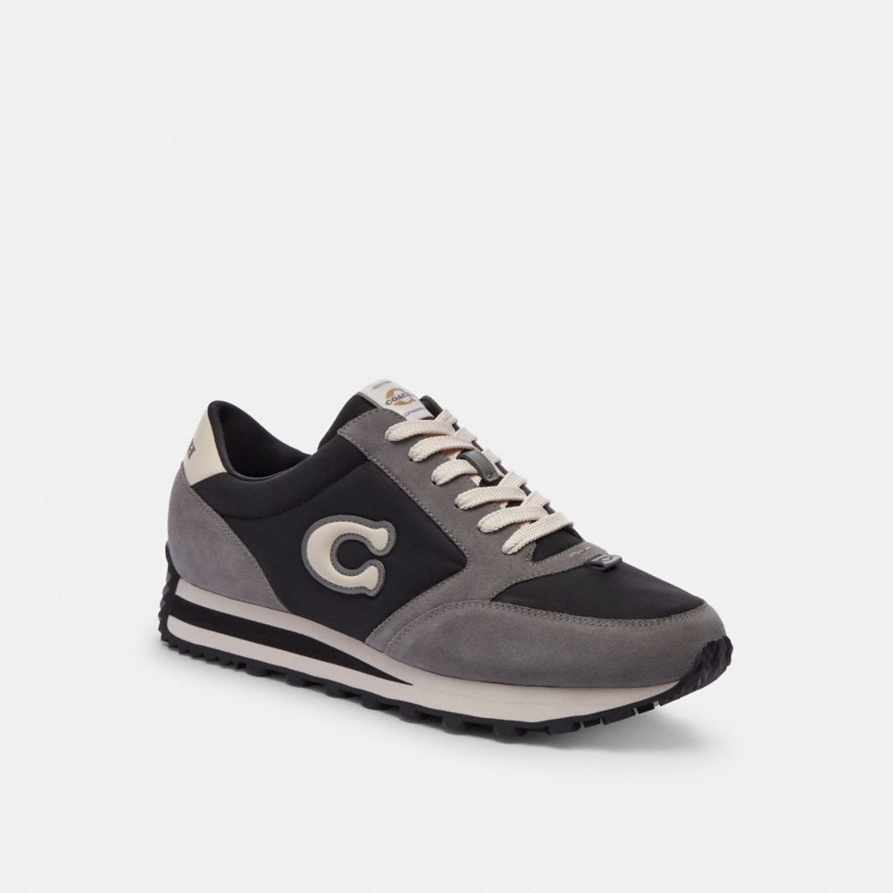 Black / Grey Coach Runner Men Sneakers | SG_CH62825