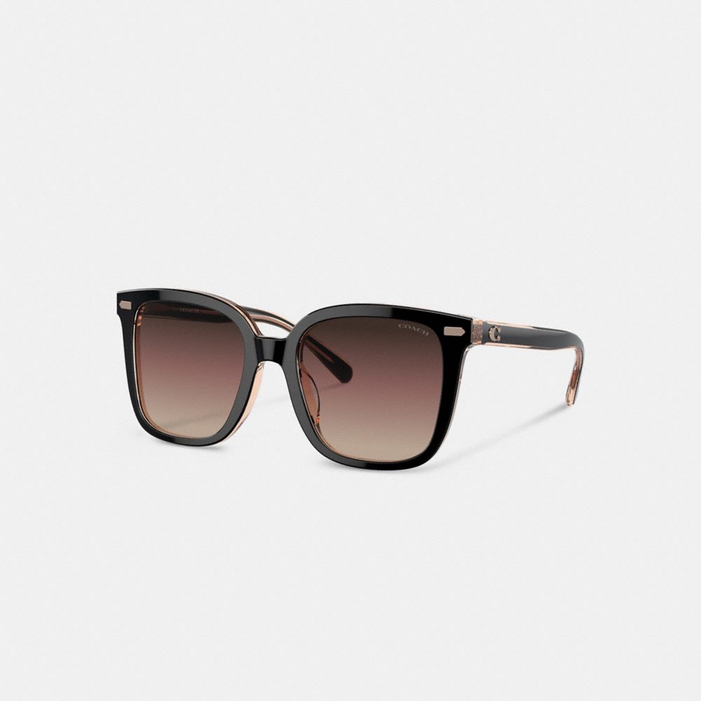 Black / Pink Coach Beveled Signature Oversized Square Women Sunglasses | SG_CH55344