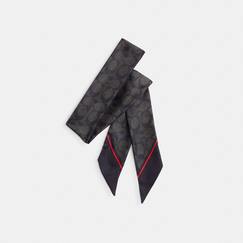 Black / Red Coach Hearts Print Silk Skinny Women Scarf | SG_CH75003