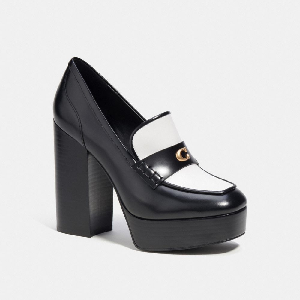 Black / White Coach Ilyse Platform Women Loafers | SG_CH47438